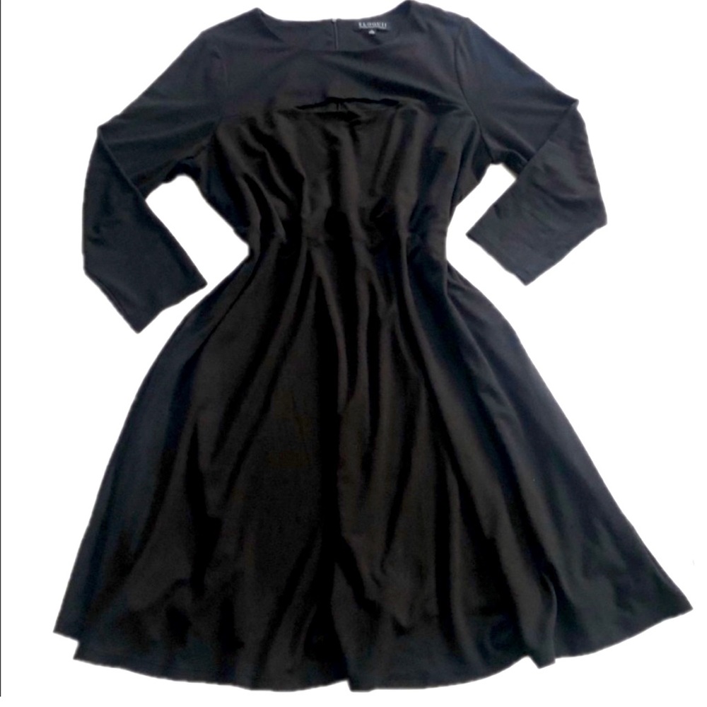 Eloquii Black Midi Cutout Skater Dress